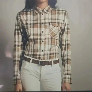 RAG & BONE JONAH PLAID SHIRT IN BROWN SIZE XS